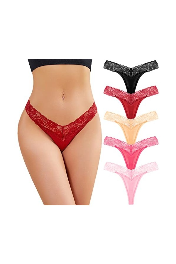 PANPANY Culottes pour Femme Femme Confortables sous Vetements Multipack String Slips Dentelle sans Couture Sexy Culotte Souti