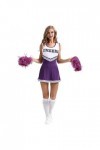 VIRACIN Femmes Halloween Cosplay pom-pom girl Costume tenue avec pompons jeu de rôle et célébrations festives robe ensemble d