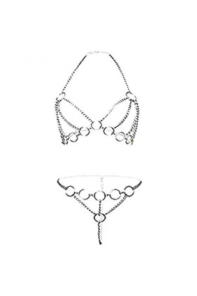 Lingerie Sexy Femme Grande Taille Brassière Sexy métal chaîne Lingerie Bondage Costume Sleepwear Open Bust Bodysuit sous-vête