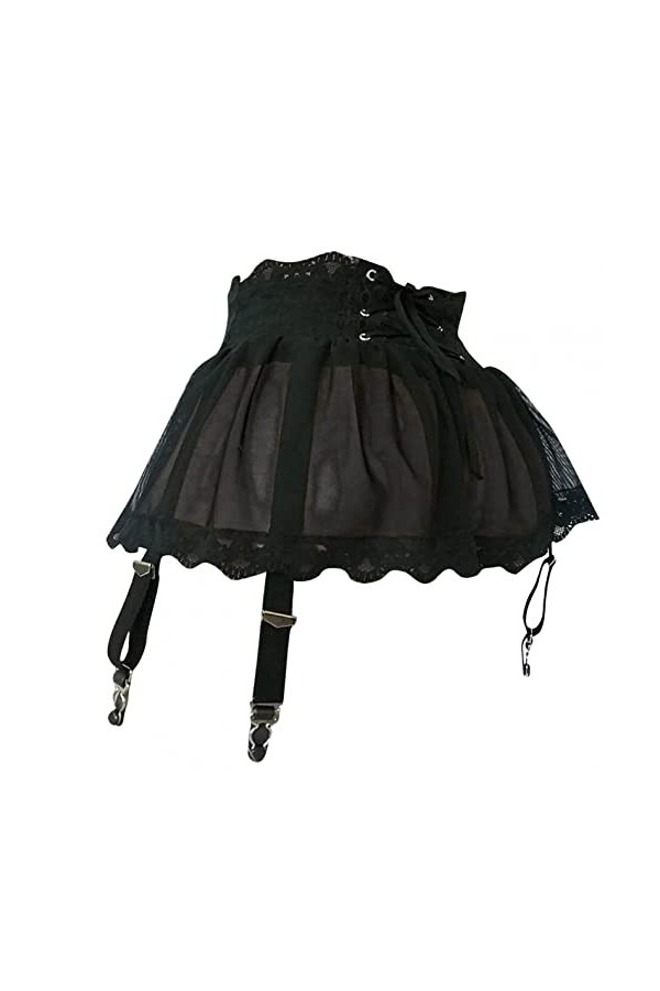 ROSVAJFY Mini Jupe Sexy Maille Femme Porte-Jarretelles String, Babydoll Transparent Lingerie VêTements de Nuit Volants Robe C