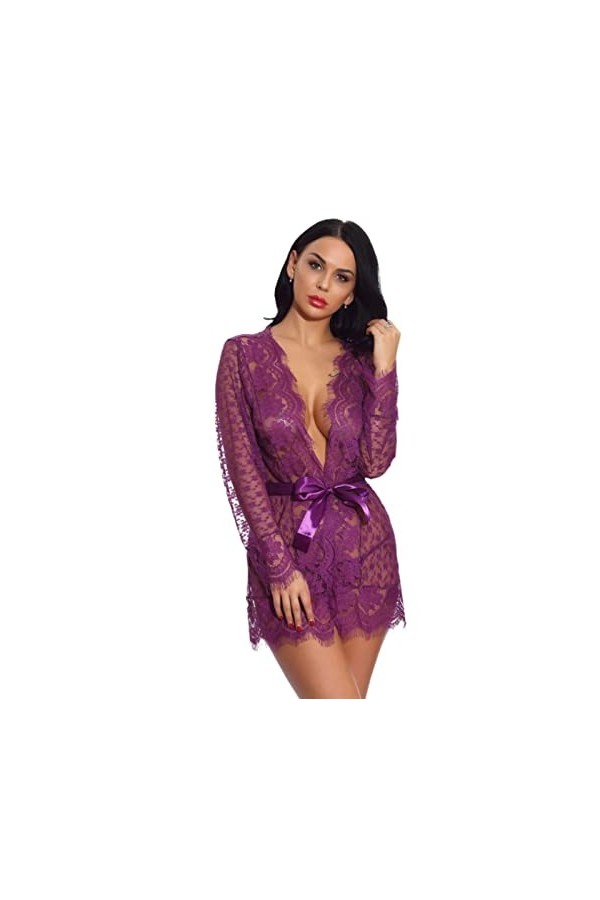 JINZIJINYU Nuisette Sexy Femme Ceinture De Lingerie Sexy Taille Plus Pour Femmes Pyjama En Dentelle Sexy Perspective Cardigan