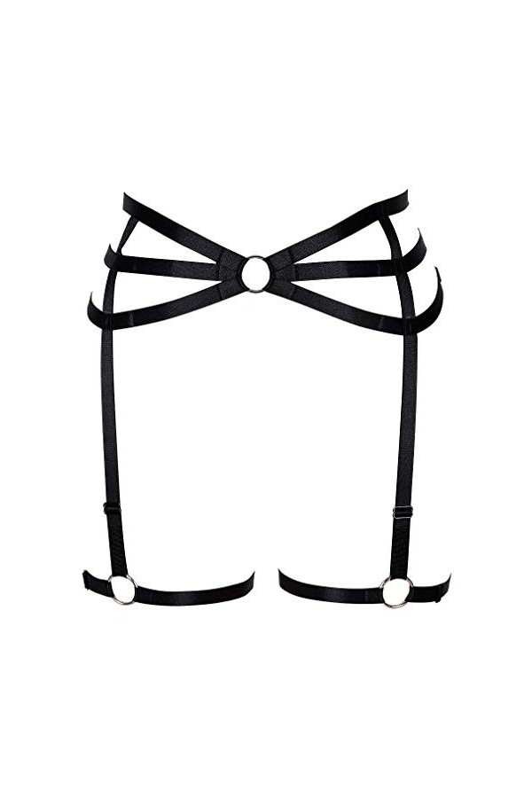 BODY CAGE Femmes Harnais Jarretière Punk Goth Ceinture Jambe De Harnais De sous-vêtements De Danse Accessoires Noir 