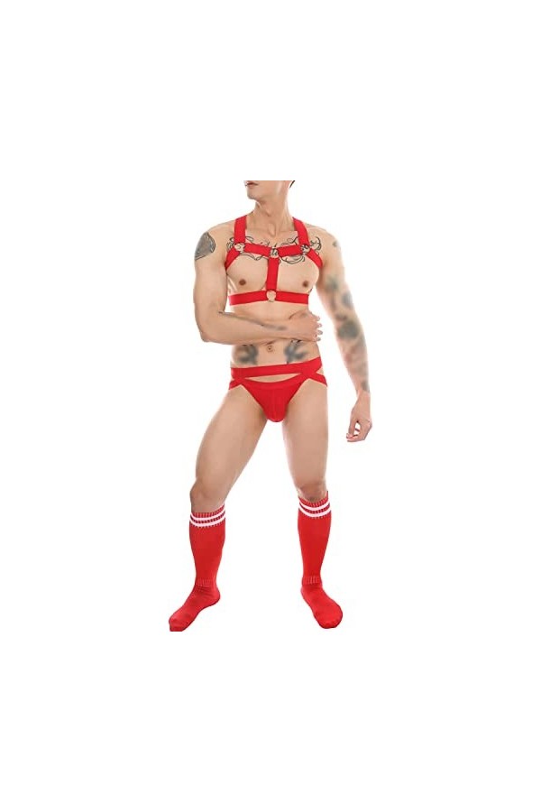 JEShifangjiusu Hommes Sexy Bretelles sous - VêTements Collants Bretelles sous - VêTements Bondage Soie GlacéE Tong Jockstrap 