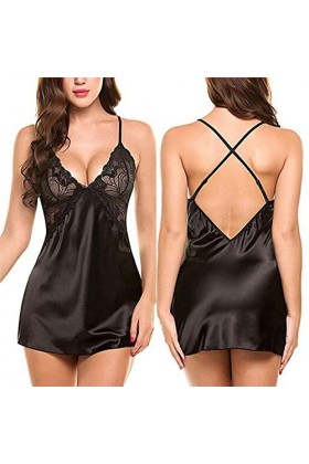 UNDERZY Body Sexy Femme Coquine Ouvertedentelle Satin Pyjama pour Femmes Vêtements Érotiques De La Lingerie Sexy Couleur Érot