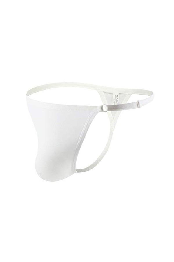 FEOYA- Homme Thong Sexy Évider Ice Silk Briefs Taille Basse Ajustable G-String Jockstrap String Tanga Pouch T-Back Mini Slip 