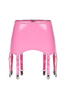 Freebily Porte-Jarretelles Femme Mini Jupe Jarretière Simili Cuir Verni Bas Jupe Crayon Soirée Bal Disco Club Micro Jupe Hanc