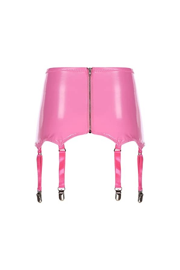 Freebily Porte-Jarretelles Femme Mini Jupe Jarretière Simili Cuir Verni Bas Jupe Crayon Soirée Bal Disco Club Micro Jupe Hanc