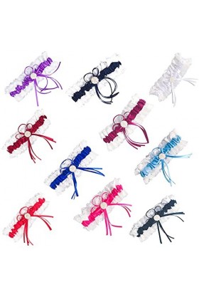 MeiYeAE Jarretière blanche pour mariage, mariage, jarretelles élastiques avec nœud en dentelle, pour mariée, demoiselle dhon