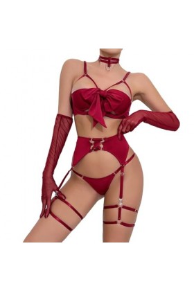 Lingerie Femme, Femme Ensemble de Lingerie Sexy Babydoll Imprimé Léopard Push Up Bra Soutien-Gorge et String Culotte 2 Pièces