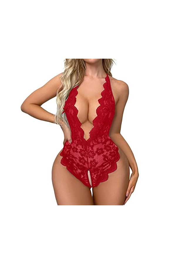 Nuisette Sexy Femme Sensuelle Sexy Cuir Lingerie Ouverte Vêtements Valentin Sex Slip Ouvert Hot Rouge Body Nuisette Dessous C