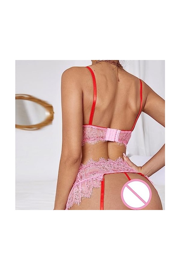 Fantasme en Lingerie pour Femmes sous-vêtements Sexy Sangle Dentelle Sangle façonnage Fendu Ensemble de sous-vêtements Amusan