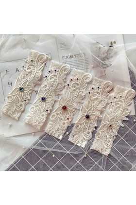 Jarretière de mariée élégante en dentelle élastique avec pierres précieuses bleues, anneau de cuisse Sexy, bal de promo, robe