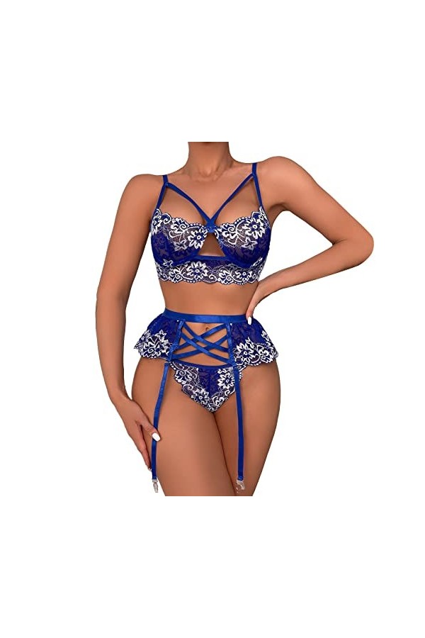 Lingerie Femme Sexy Ensemble Homme Sexy Hot y*2*k Femmes Mode sous-vêtements Sexy Lingerie Fronde Maille Creuse Bretelles Lin