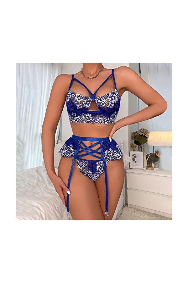 Lingerie Femme Sexy Ensemble Homme Sexy Hot y*2*k Femmes Mode sous-vêtements Sexy Lingerie Fronde Maille Creuse Bretelles Lin