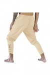 Pantalon de jogging pour homme - Style décontracté - Style rétro - Avec lanière - Dentelle - Style classique, beige, XL