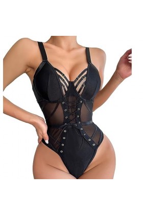 UOWEG Femmes Lingerie Sexy Mesh Sexy Lingerie Combinaison Robe Moulante Sexy Black, M 