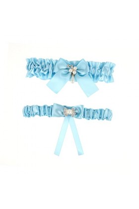 Diyfixlcd Lot de 2 anneaux de jambe bleus pour costume de bal de fin dannée, jarretière de mariée pour demoiselle dhonneur 