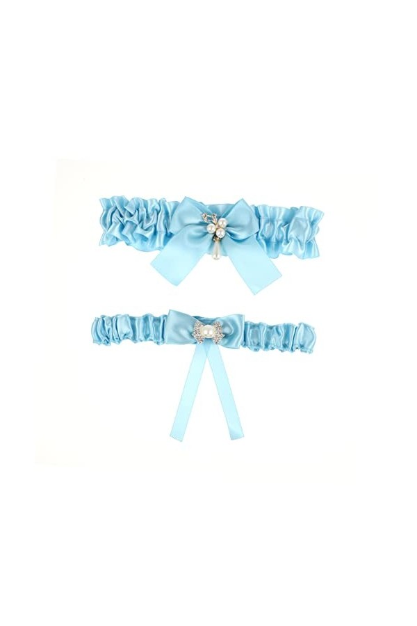 Diyfixlcd Lot de 2 anneaux de jambe bleus pour costume de bal de fin dannée, jarretière de mariée pour demoiselle dhonneur 