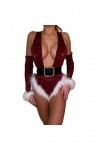 CJMDEH Pyjama De Lingerie Rouge De Noël - Femmes De Grande Taille Noël Hot Erotic Sexy V-Neck Bodys sous-Vêtements Rouge Shin
