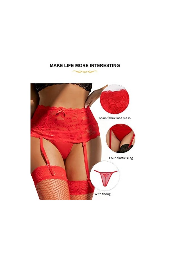 ohyeahlady Porte Jarretelle Sexy Ensemble Porte-Jarretelle Grande Taille Jarretelle avec 4 pinces Ensemble Porte Jarretelle e