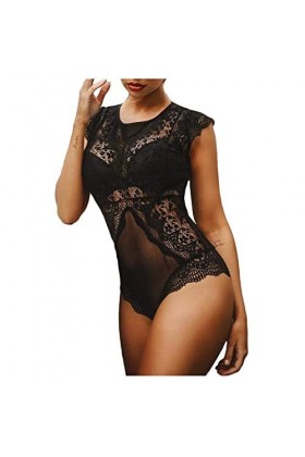 Body sexy pour femme - Grandes tailles - Courbé - Lingerie sexy - Body pour sexe - Nuisette - Lingerie avec trou en dentelle 