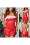 Fulidngzg Robe de Noël pour femme - Rouge - Lingerie érotique - XXL - Tenue sexuelle - Robe de Noël - Robe de Noël - Costume 