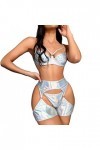 liaddkv Costume de cosplay sexy pour femme - Ensemble de lingerie en dentelle à lanières et culotte - Lingerie - Menottes ar