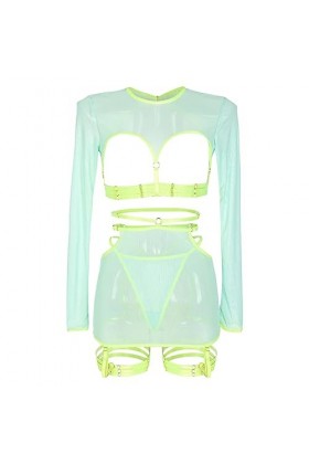 pour Lingerie pièces de Lingerie Amusante pour Femmes, Haut à Manches Longues personnalisé en Dentelle Creuse Sexy avec Annea