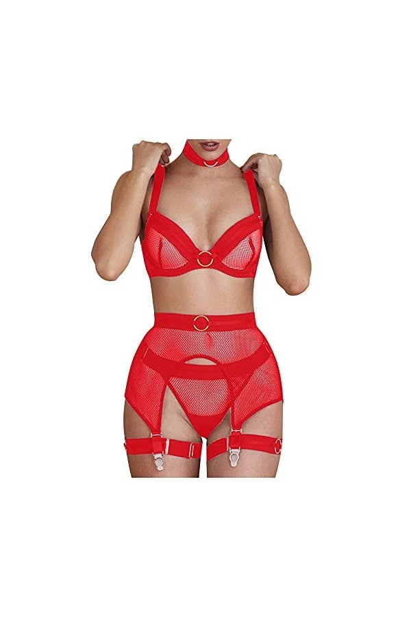 Lingerie Femme Sexy Ensemble Homme Sexy Hot y.2k Femmes Acier G-String Ceinture Cou Lingerie Anneau Maillage sous-vêtements j