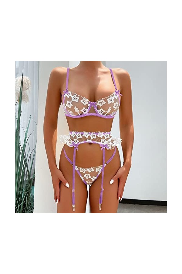 Lingerie Femme Sexy Ensemble Homme Sexy Hot y*2*k Femmes à la Mode Sexy Dentelle Fleur Sexy Lingeriet serré Sexy sous-vêtemen