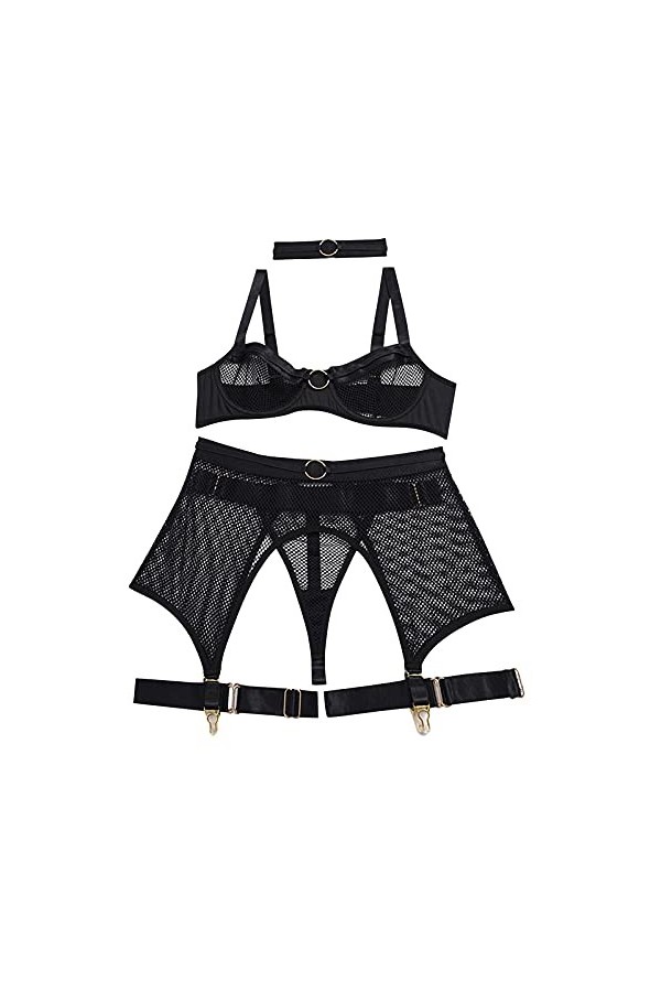 Lingerie Femme Sexy Ensemble Homme Sexy Hot y.2k Femmes Acier G-String Ceinture Cou Lingerie Anneau Maillage sous-vêtements j