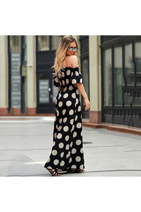 Jiabing Robe Soutien-Gorge Épaule avec Texture Élastique Et Jupe Imprimée À Robe sans Manches Black, S 