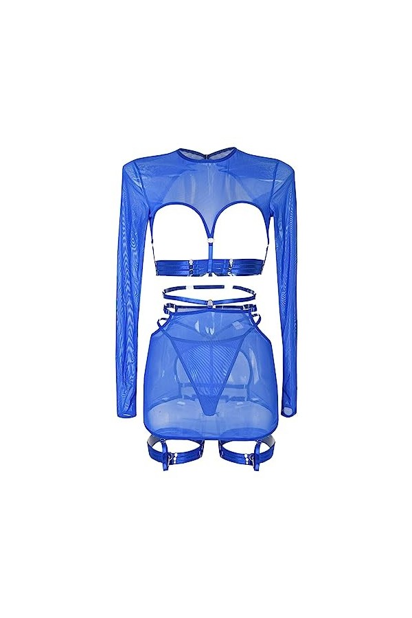 CUTeFiorino Laqué Corset Noir Drôle Femme Ensemble Lingerie Sexy Dentelle Creuse Tops Personnalisé Manches Longues avec Annea