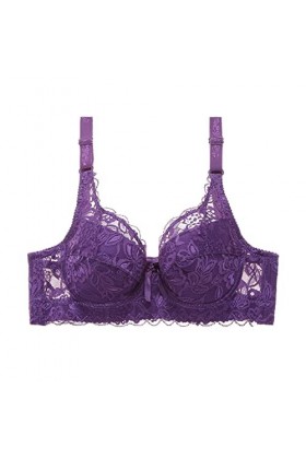Femmes Sexy Dentelle rassemblée Soutien-Gorge Sangles réglables Coupe du Sein sous-vêtements Legging Fille Cher Purple, 100B