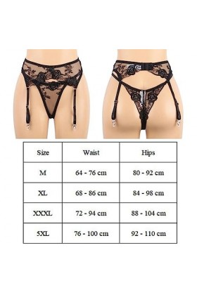 VOIV Mesh Transparent Jarretières Femmes Sexy sous-Vêtements Broderie Floral Jarretière Porte-Jarretelles pour Bas