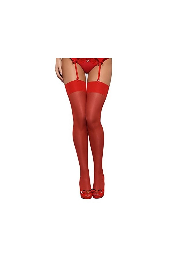 Obsessive Bas de jarretelles pour femme avec boîte cadeau élégante - Rouge - Medium/Large