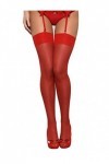 Obsessive Bas de jarretelles pour femme avec boîte cadeau élégante - Rouge - Medium/Large