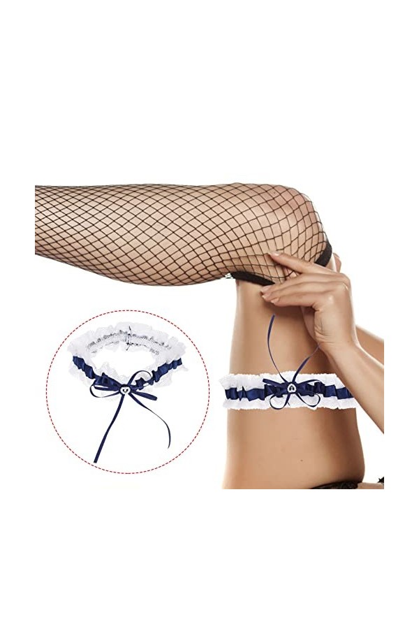 Abaodam Jarretière Jambe Anneau Femmes Jarretière Ceinture De Mariage Strass Jarretière Bleu Jarretières De Mariage Cristal P