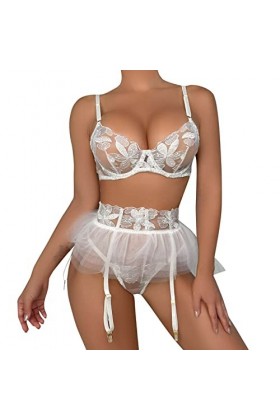 Soutien-Gorge et Culottes de Lingerie en Dentelle sous-vêtements Sexy en Dentelle pour Femmes Costume Combinaison Sexy Combin