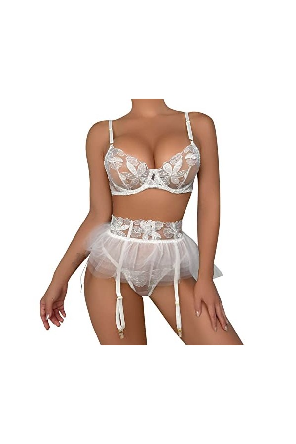 Soutien-Gorge et Culottes de Lingerie en Dentelle sous-vêtements Sexy en Dentelle pour Femmes Costume Combinaison Sexy Combin
