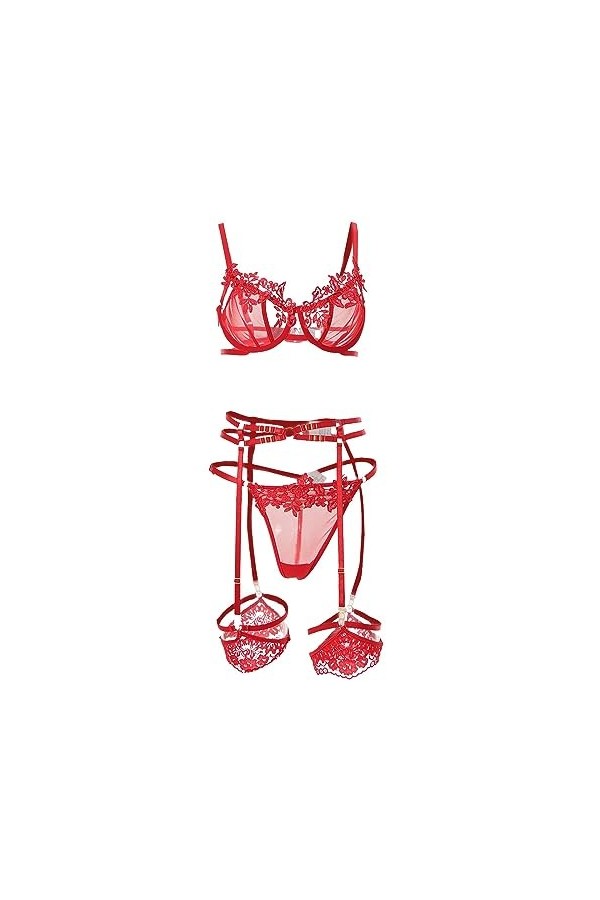 Lingerie Forme V Sexy Dentelle Évider Sculpté Sangle sous-Vêtements Ensemble Bretelles Dentelle Lingerie Sexy Lingerie Linger