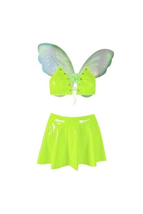 Lingerie rembourrée en maille tendance avec bretelles transparentes et lingerie sexy fluo sexy, vert, L