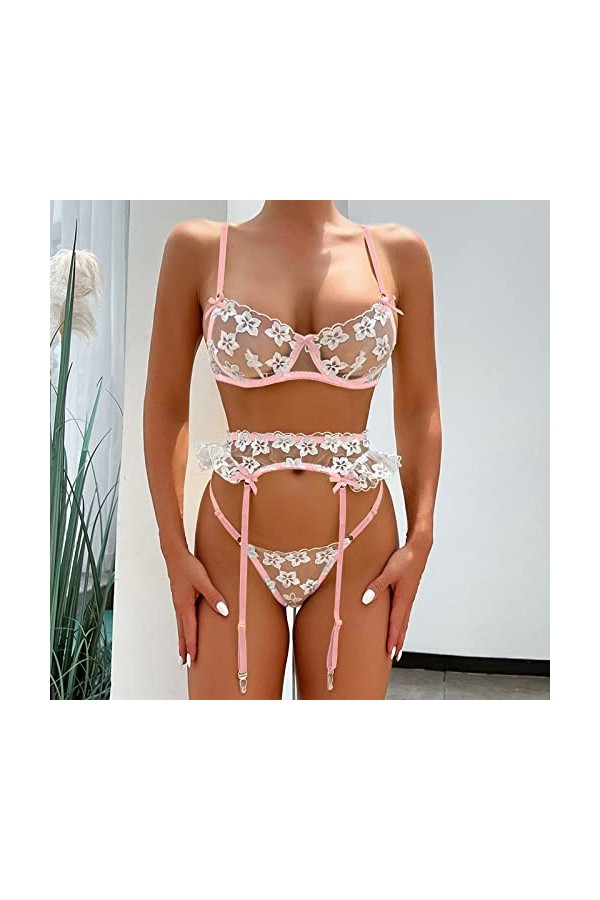 Lingerie Femme Sexy Ensemble Homme Sexy Hot y*2*k Femmes à la Mode Sexy Dentelle Fleur Sexy Lingeriet serré Sexy sous-vêtemen