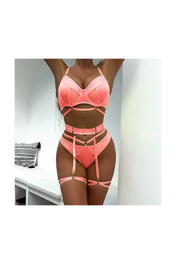 Lingerie Femme Sexy Ensemble Homme Sexy Hot y*2*k Mode féminine Pure Color Bandage Mesh Splicing sous-vêtements Sexy avec des