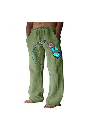 CUTeFiorino Pantalon dentraînement pour homme avec poche en toile imprimée à lacets, vert, L