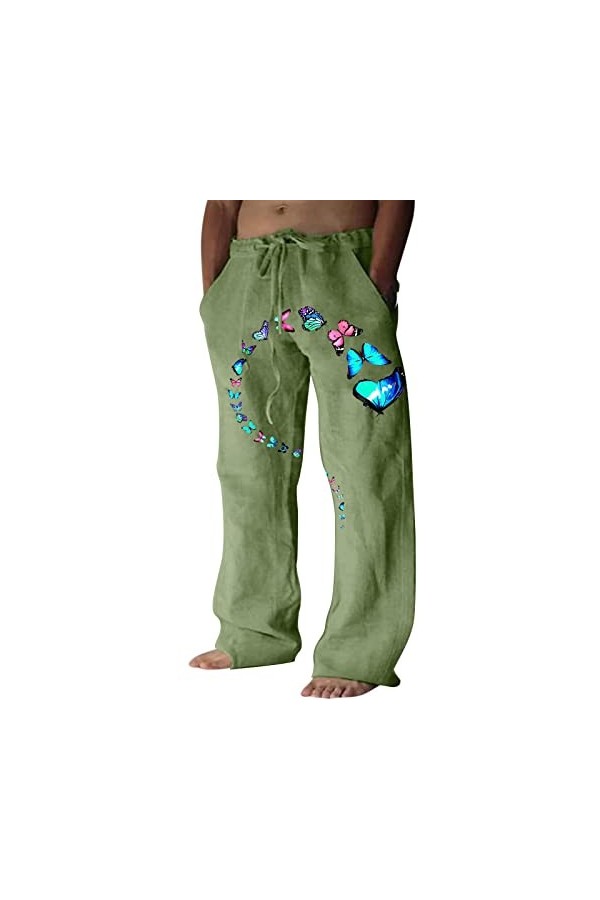 CUTeFiorino Pantalon dentraînement pour homme avec poche en toile imprimée à lacets, vert, L