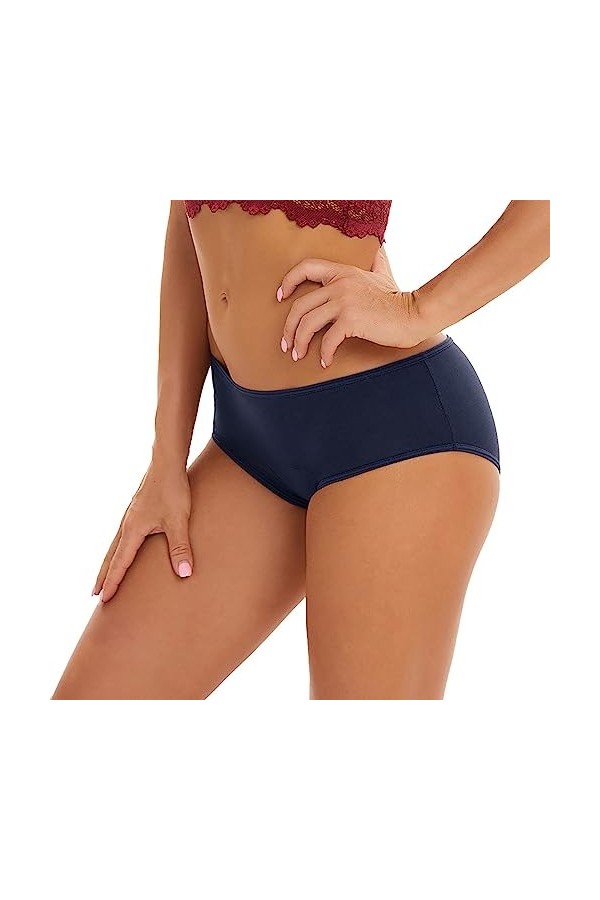 Lomhmn Lot de 1/2/3/4/5 Culottes de Fuite menstruelle pour Femme Coupe Confortable Couleur Unie Culotte Courte Taille Basse C