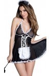 Lingerie transparente pour femme, tenue de jeu de rôle fantaisie, robe de service, jupe transparente, costume de cosplay, bei