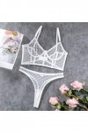 DUHGBNE Ensemble de lingerie sexy à armatures avec bretelles push-up mignonnes et tissu en maille brodée - Culotte transparen