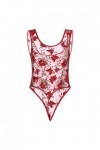 JumpAnzüge Tedy Dentelle Broderie Body Combinaison Sous-vêtements sans bretelles Pyjamas Sous-vêtements Femmes Sexy, rouge, M